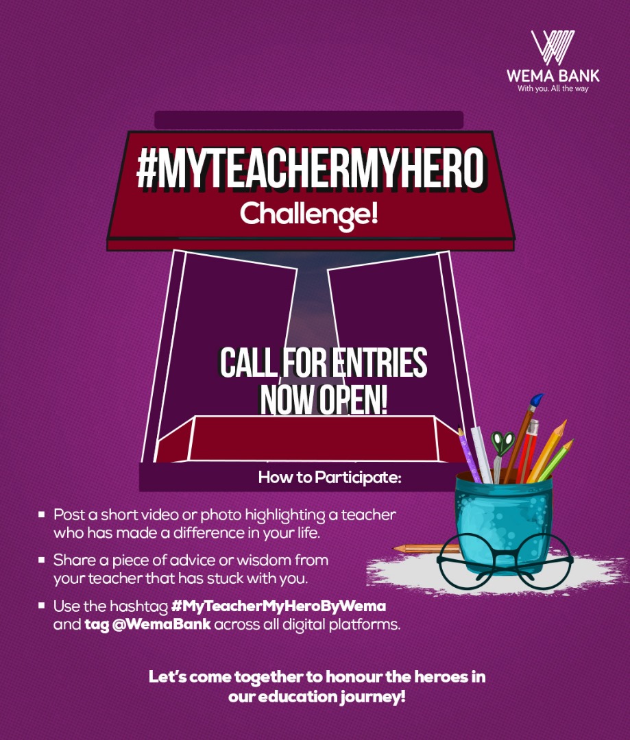 Wema Bank Launches #MyTeacherMyHero Challenge to Celebrate Exceptional Educators in Nigeria