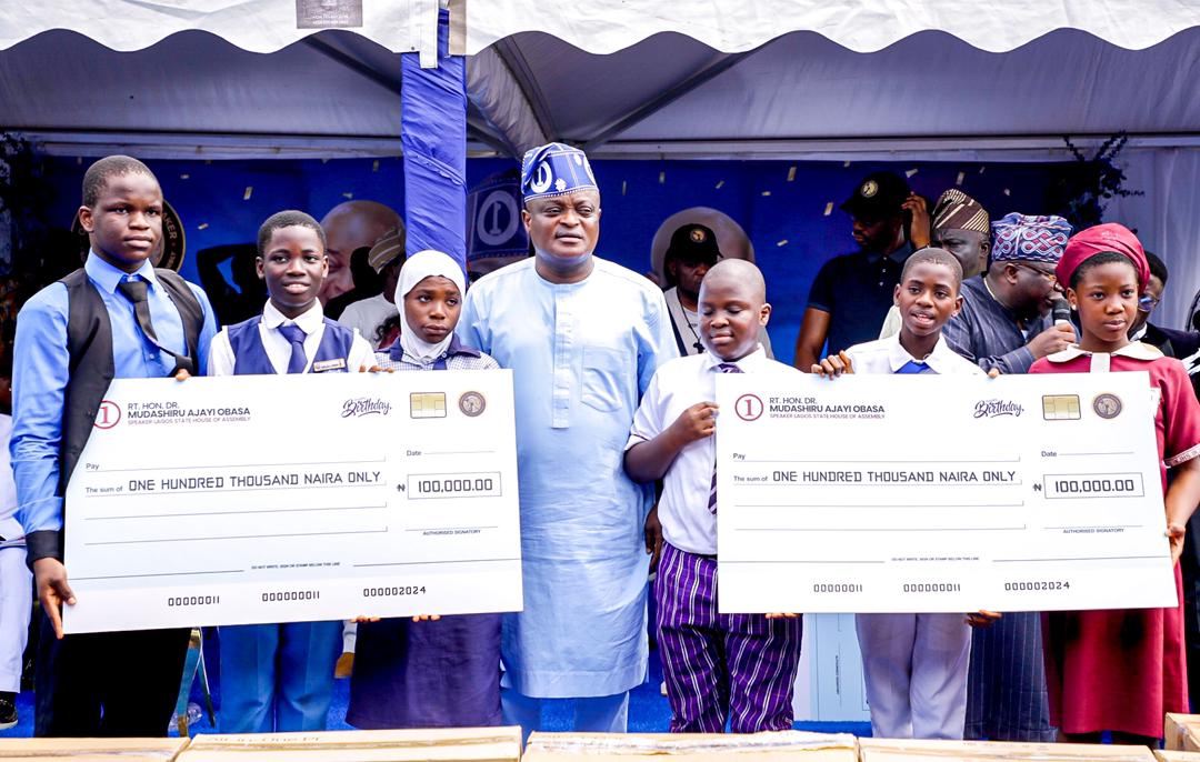 Speaker Obasa Marks His 52nd Birthday Celebration with Lagos Schoolchildren…warns students against social vices…Aminat Alege, victim of shot teargas canister, gets N5m